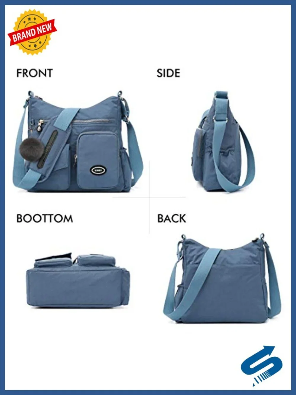 Waterproof Nylon Crossbody Bag with RFID Blocking, Anti Theft Travel Handbag